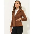 thumbnail image 4 of Chaqueta de oficina de trabajo de manga larga con cuello de solapa y ante sintético para mujer Caramelo M, 4 of 4