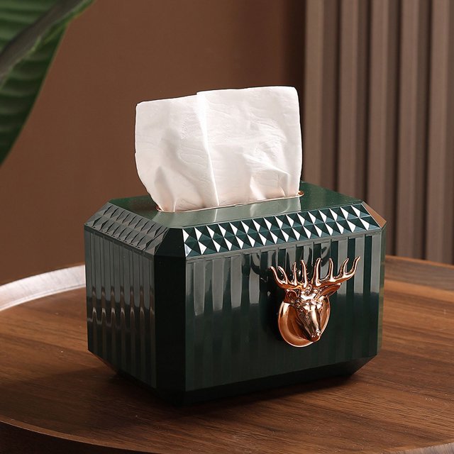 Caja de pañuelos creativa para sala de estar, lujosa y ligera, con forma de alce, para fumar, bandeja de escritorio para el hogar, caja de papel higiénico con elevación