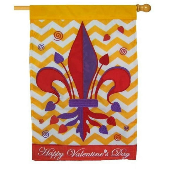 Jozie B 589 Valentine Fleur De Lis Flag, Large