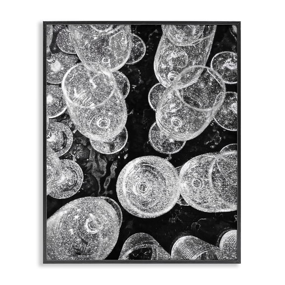 Stupell Industries Contemporary Glitzy Wine Glasses Black Framed Giclee Art, 11 x 14, by Lil' Rue