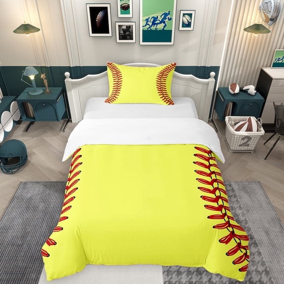 Erosebridal Baseball Softball Twin Bedding for Kids, Sport Game Duvet Cover Set, 1 Duvet Cover and 1 Pillowcase (No Comforter)