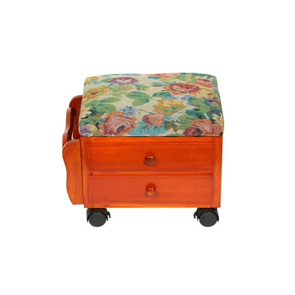 ETNA Rolling Storage Ottoman Foot Rest with Drawers & Magazine Rack
