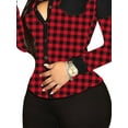 thumbnail image 3 of DYMADE Women Christmas Single Breasted Long Sleeve Slim V-neck Button Blouse, 3 of 3