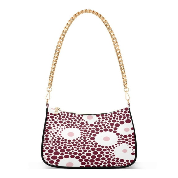 Ryvnso Pink Polka Dots Womens Chain Shoulder Bag Tote Handbags Clutch Hobo Purse with Zipper for Travel