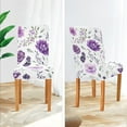 thumbnail image 4 of Purple Flowers Chair Covers for Dining Room, Dining Table Seat Covers Set of 4, Dining Room Chair Slip Covers without Arms, Machine Washable Stretchable Dining Room Chair Covers, 4 of 6