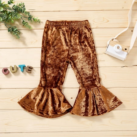 

QISIWOLE Toddler Pants Baby Girls Fashion Solid Color Gold Velvet Casual Flared Pants Trousers Pants Deals