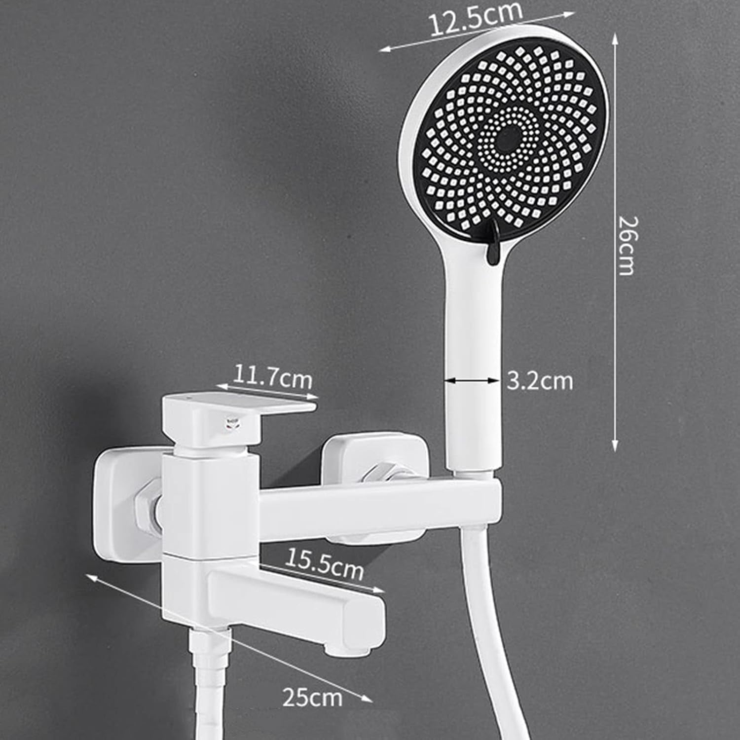 Bathtub Faucet with Handheld Shower Wall Mounted White Brass Bathroom Tub Shower Faucet