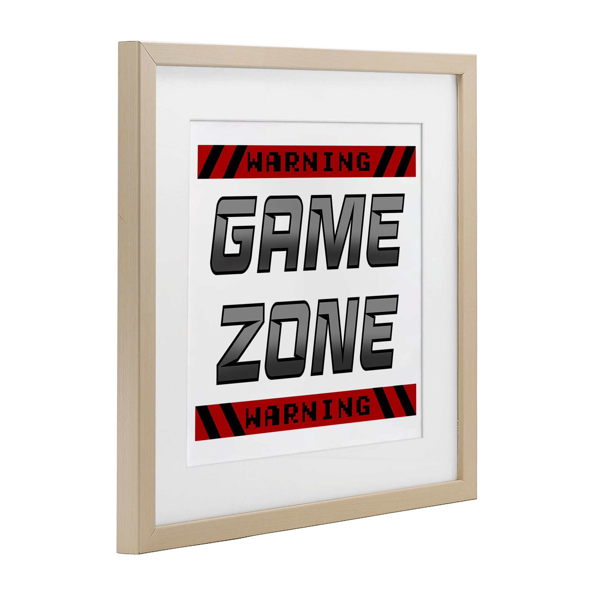 Stupell Industries Game Zone Warning Birch Framed Print Under Glass, design by Marcus Prime