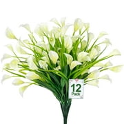 Husfou Artificial Flowers Calla Lily Faux Plants Decorations, Fake Hanging Porch Pots Decoration for Home Outdoor, 12 Pack
