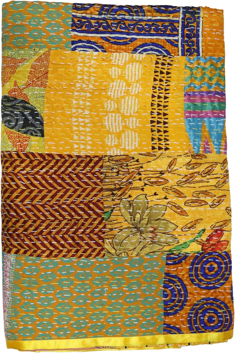 Trademoon Handwoven Silk Patola Kantha – Elegant, Lightweight, Traditional Design, Perfect for Weddings and Festivals Size - King - 108 x 108 Inch / 274 cm x 274 cm