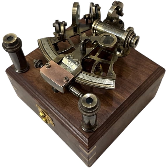 Brass Nautical Sextant compass Nautical Sextant with Two Extra Telescope with Wooden Box