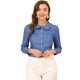thumbnail image 1 of INSPIRE CHIC Blusa De Manga Larga Clásica De Mezclilla Para Mujer Azul L, 1 of 6