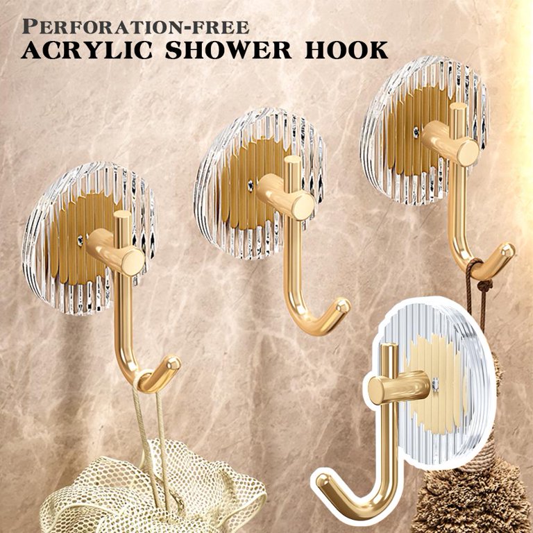 Acrylic Wall Hooks Adhesive Wall Organizer Hook Gold Shower Hooks