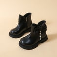 thumbnail image 3 of Viluyesy Girls Kids Short Boots with Side Zip Easy On Non-Slip Sole Boots for Winter Black Size 3Y Big Kid, 3 of 10