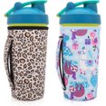 thumbnail image 1 of UTAH-2Pack Reusable Neoprene Insulator Water bottle holder Sleeves with Handle Compatible with 28 oz Blender Bottle, YETI Rambler 20 oz, Stanley 20oz Tumbler and more(Party Flamingo + Leopard print), 1 of 4