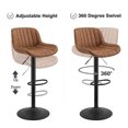 thumbnail image 6 of Art Leon Rustic Bar Stools Set of 2, Faux Leather with Backrest Chrome Legs, Upholstered Swivel Kitchen Stools, Yellow Brown, 6 of 7