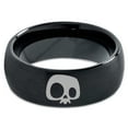 thumbnail image 2 of Tungsten Bony Skull Skeleton Head Band Ring 8mm Men Women Comfort Fit Black Dome Brushed Polished, 2 of 4