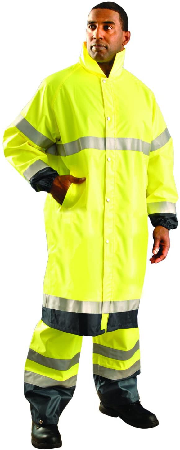 Yellow Class 3 4X-Large Calf Length OccuNomix LUX-TJRE-Y4X Premium Breathable Waterproof Rain Jacket 