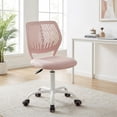 thumbnail image 3 of Homy Casa Pink Kids Desk Chair, Adjustable Height Swivel Study Chair with Cushioned Seat and Rolling Wheels for Bedroom, 3 of 9
