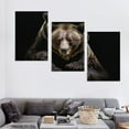 thumbnail image 4 of Nawypu Canvas Wall Art for Living Room Bear Black Pictures Posters Printing Modern Bedroom Animal Prints Decor With Framed 12''x16''X3 Panels, 4 of 4