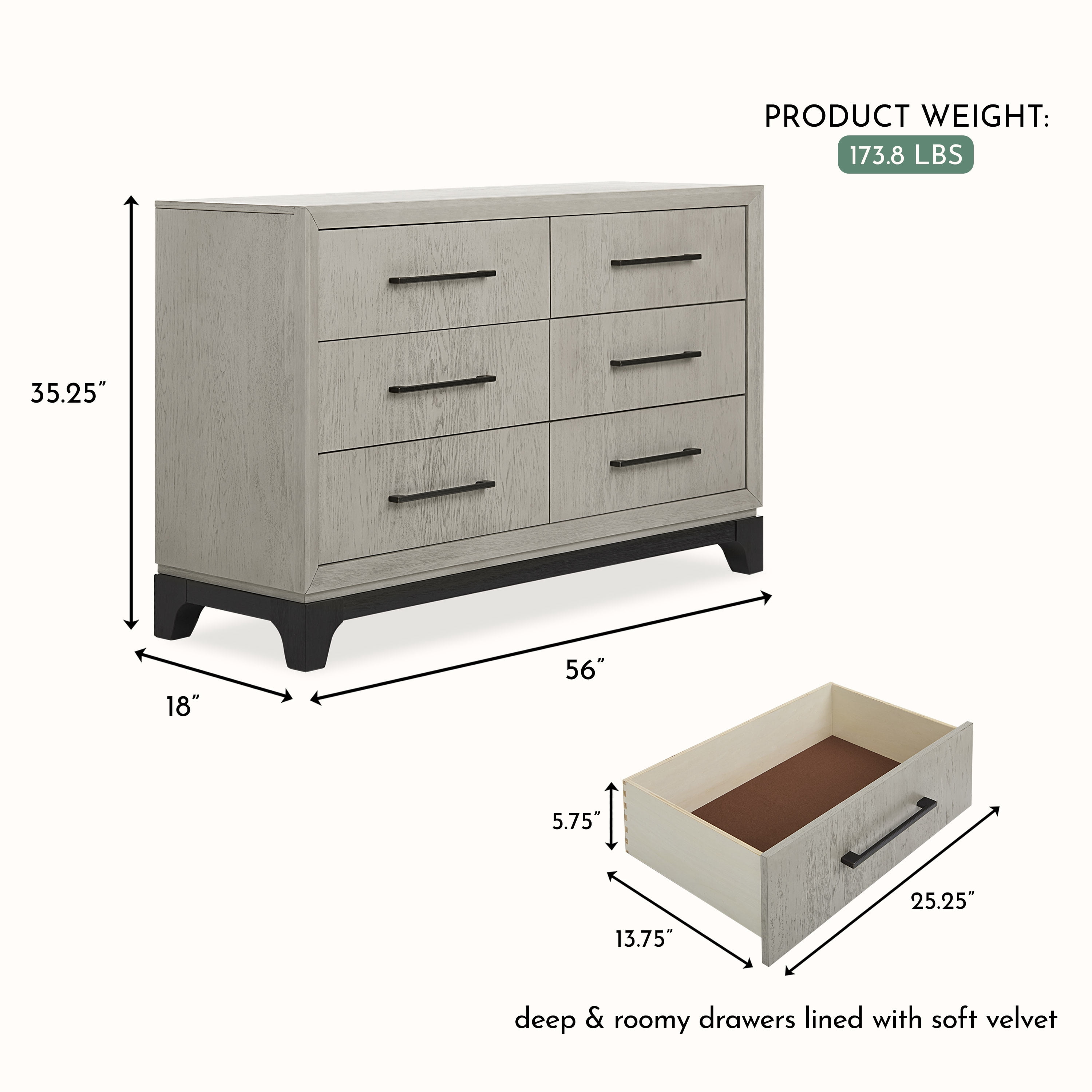 Evolur Remy Double Dresser, Light Ash