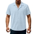 thumbnail image 7 of DPTALR Men's Camp Collar Textured Short Sleeve Button Down Shirt,Blue,Big Men's,Tall Men's XXL,Young Men's Shirts, 7 of 7