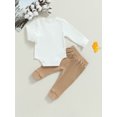 thumbnail image 4 of Bagilaanoe 2pcs Newborn Baby Boy Long Pants Set Ribbed Long Sleeve Romper Tops + Leggings 3M 6M 12M 18M 24M Infant Casual Outfits, 4 of 9