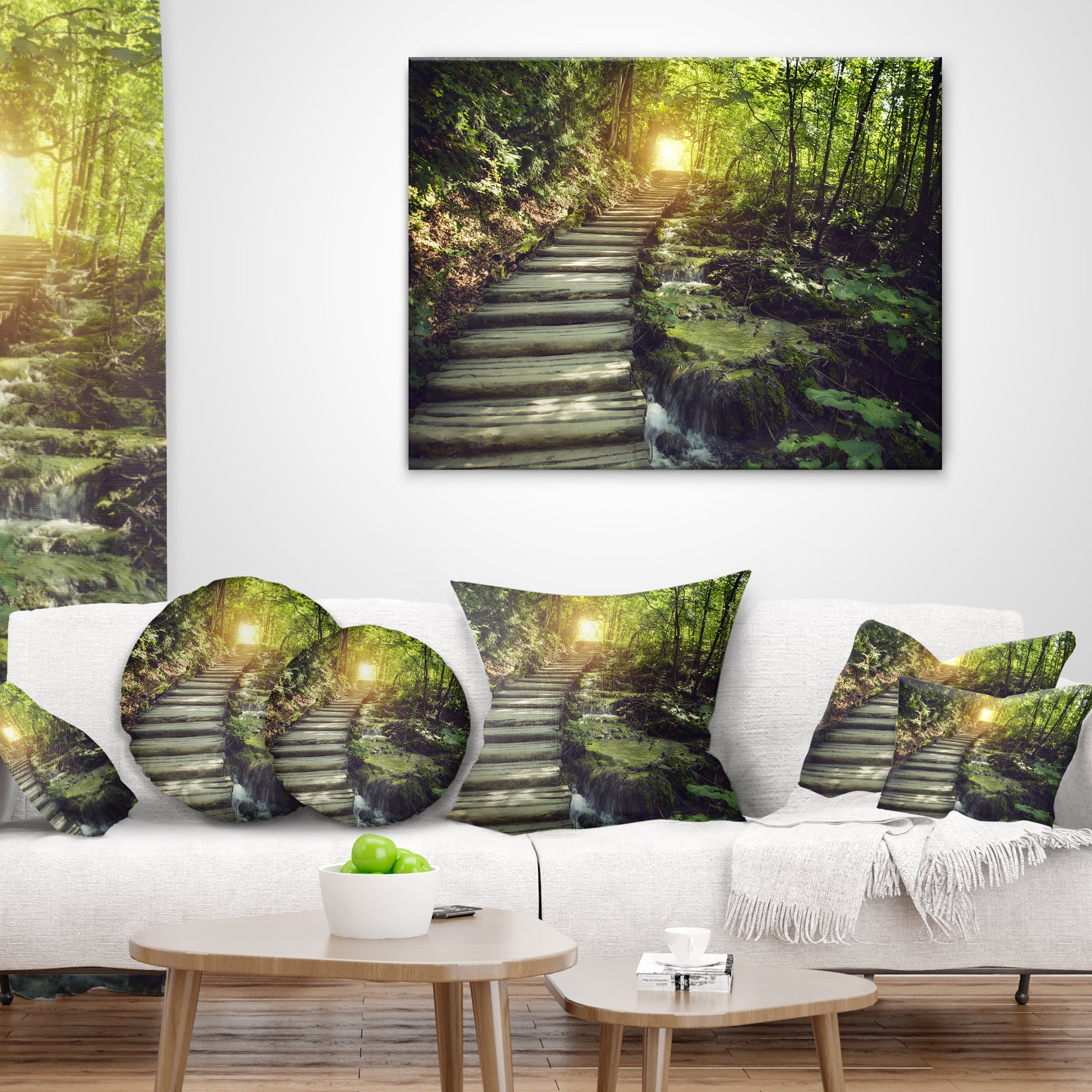 Designart Misty Journey Ahead - Landscape Photography Throw Pillow - 12x20