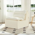 thumbnail image 3 of AENKYO Modern Accent Lounge Chair, Comfy Armless Foam Lazy Sofa with Washable Cover, Living Room & Bedroom, Cream White, 3 of 9