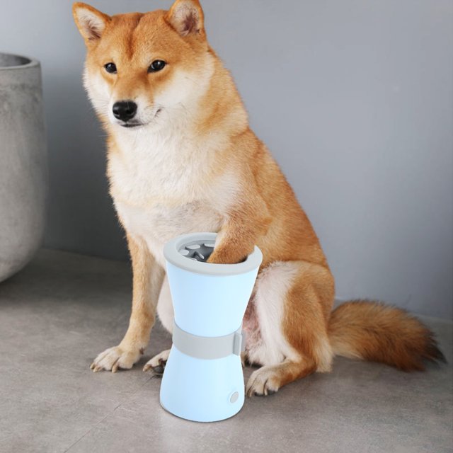 Taza eléctrica para lavar pies de perro, silicona azul, automática, USB, taza de limpieza de patas de perro, limpiador de patas de mascota, probado profesionalmente
