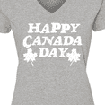 thumbnail image 4 of Inktastic Happy Canada Day with Distressed Maple Leaves Women's V-Neck T-Shirt, 4 of 5