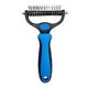 thumbnail image 1 of Cepillo de aseo para mascotas - Peine rastrillo de doble cara para quitar el pelo suelto y desenredar la capa interna de perros y gatos, 17 + 9 dientes laterales, extra ancho, azul, cepillo de aseo pa, 1 of 5