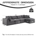 thumbnail image 6 of 138'' Corduroy Sectional Sofa with Movable Ottoman, Modern Boneless Cloud Couch with Deep Seat, 4-Seater L-Shaped Modular Sofa for Living Room, No Assembly Required, Dark Gray, 6 of 6