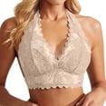 thumbnail image 2 of SwiftWear Women's Lace Halter Bralette No Underwire Side Closure Backless Wireless Plung Bra Fashion, 2 of 6