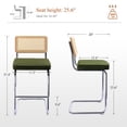 thumbnail image 4 of Zesthouse Rattan Bar Stools Set of 2, 25.6″ Velvet Counter Height Chairs with Cane Back & Chrome Legs, Mid Century Cantilevered Design Barstools for Kitchen Island, Green, 4 of 11