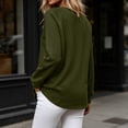 thumbnail image 6 of Warop Fall Long Sleeve Shirts for Women Solid Color Crew Neck Tops Sleeves with Deco Buttons Casual Loose Sweatshirt, 6 of 7