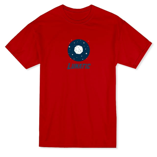 Teeblox T-shirt Rouge pour Hommes avec Graphique de Lune dans l'Espace et Citation "Lunatique"