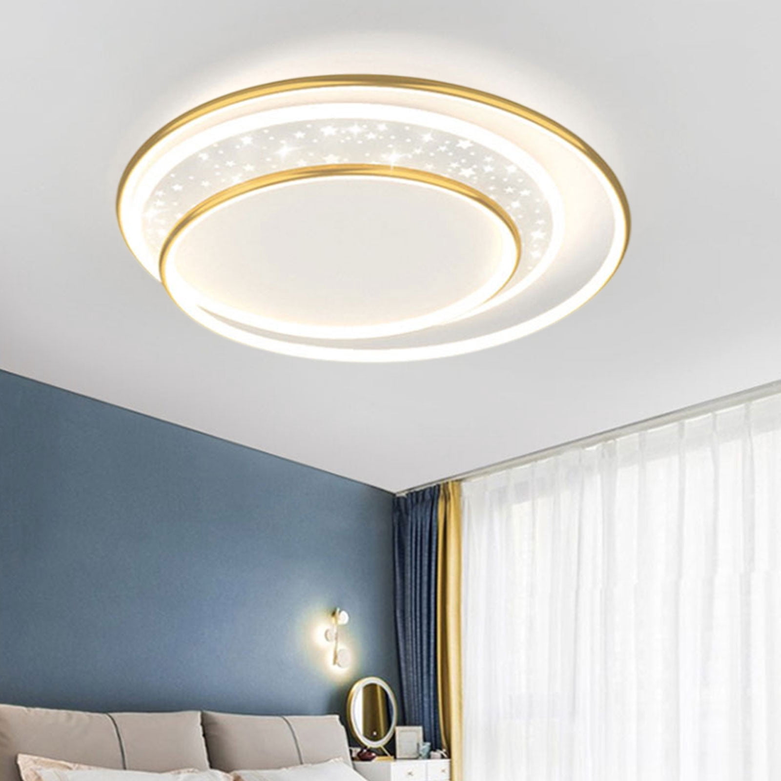 Three Color Lighting 19.69 In Bedroom Ceiling Light Round Lamp Modern Simples Scandinavian Cozy Room Creativess Light Fixtures
