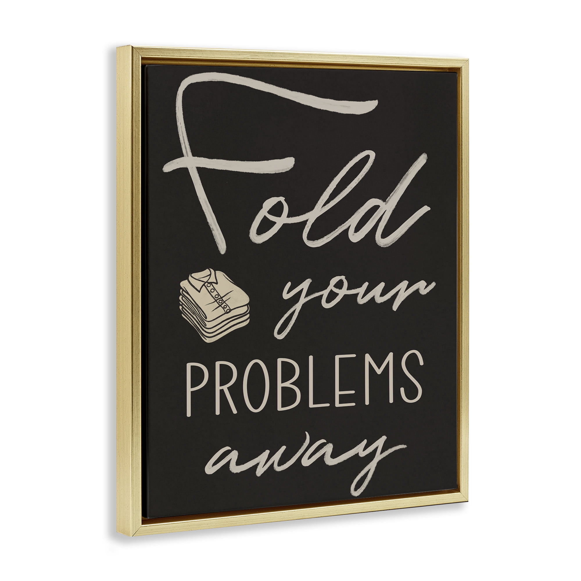 Fold Your Problems Away Gold Framed Floater Canvas Wall Art, design by Marcus Prime