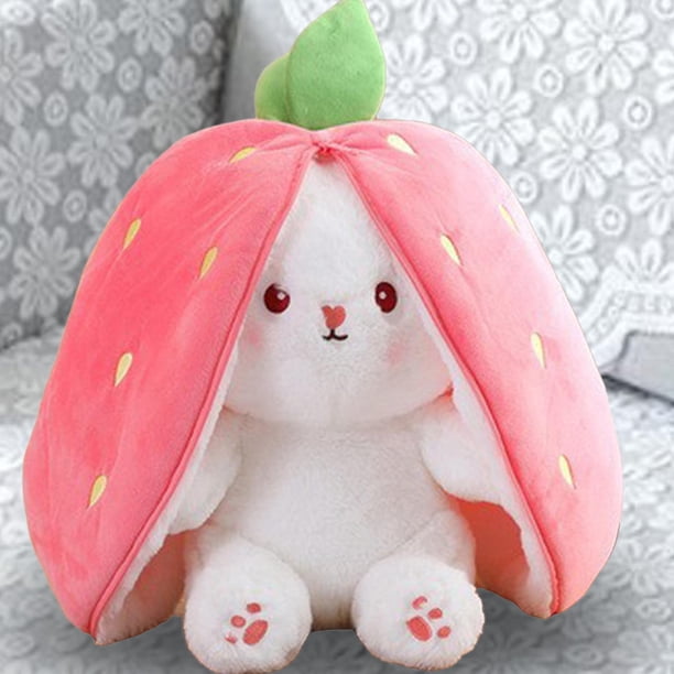 Juguete de peluche de conejo con cremallera, colección de dibujos animados encantadores de orejas largas, almohadas suaves para dormir, juguete de 25cm rosa Hugo muñeco de conejo