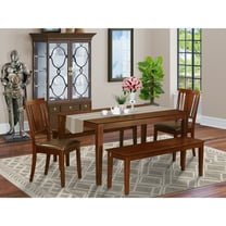 Dining Room Table Set 5 Piece - Kitchen Table with Chairs & Benches - 36x60 Inch Mahogany Finish