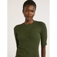 thumbnail image 5 of Scoop Women's and Women's Plus Rib Knit Sweater with Elbow Length Sleeves, Lightweight, Sizes XS-4X, 5 of 8
