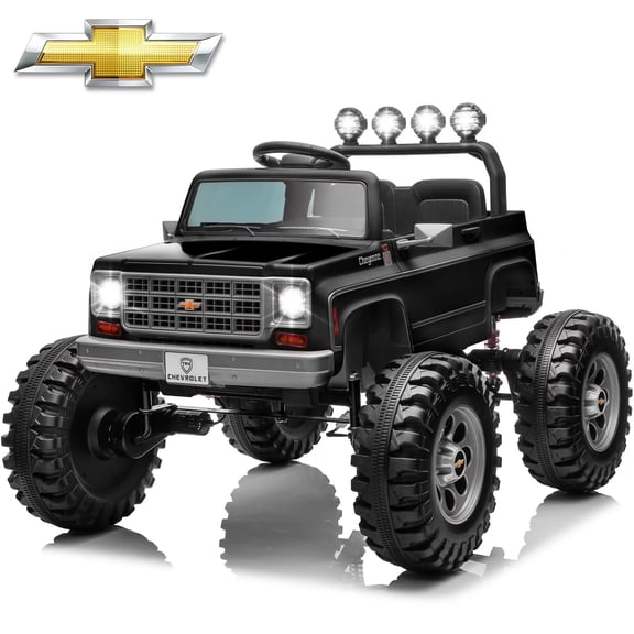 Chevrolet Cheyenne 24 Volt Ride on Toys with Remote, Ride on Truck for Big Kids, Joyracer Power Car Wheels with Bluetooth, Black