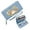 Blue, variant on GEEAD Removable Wrist Strap Wallet for Women Zipper Credit Card Case Floral wreath Artistic illustration Cat with orange and white fur Durable & Stylish Accessory Perfect Everyday Use