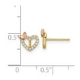 thumbnail image 2 of FJC Finejewelers 14 kt Two Tone Gold Button CZ Heart with Butterfly Post Earrings 7 x 8 mm, 2 of 6