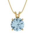 thumbnail image 4 of 3 cctw Swiss Blue Topaz Yellow Gold Plated Pendant with 18" Box Chain (9mm, Round Cut), 4 of 7