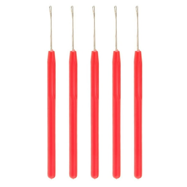 Jumpingount 5 piezas de herramientas de aguja de gancho para extensiones de cabello de microanillo Cuidado del cabello Rojo 5 piezas