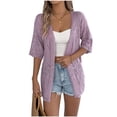 thumbnail image 2 of FNFYFH Womens Short Sleeve Crochet Cardigan Open Front Kimonos Cardigans Hollow Out Beach Cover Ups, 2 of 8
