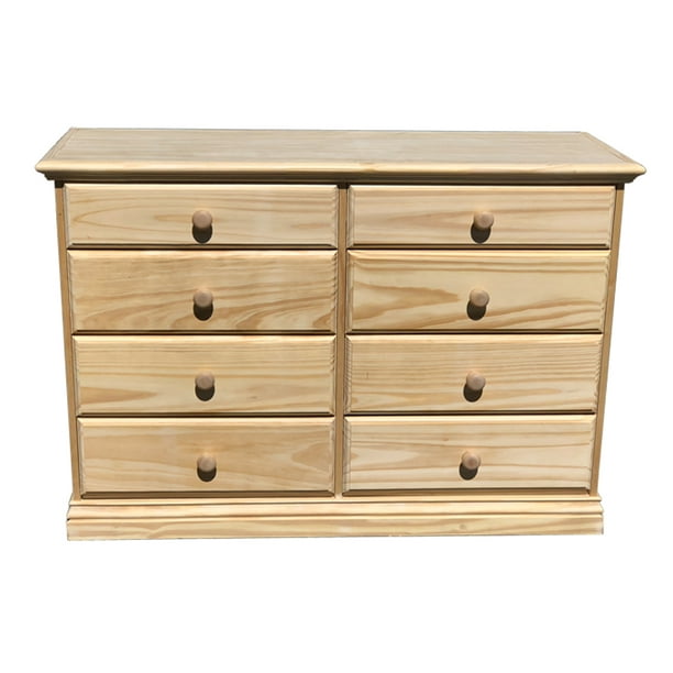 Wide Wooden Drawer Dresser Solid Pine Unfinished Chest of Drawers Fully
