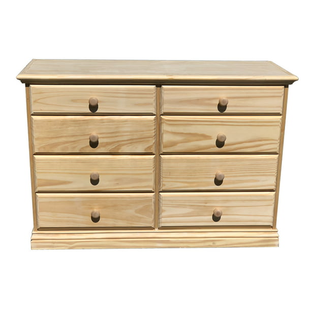 Wide Wooden Drawer Dresser Solid Pine, Solid Wood Unfinished 5 Drawer Dresser
